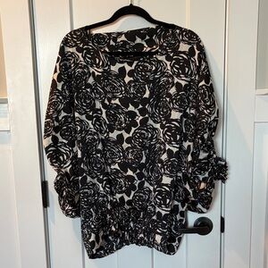 Grace Elements - Black and White Floral Blouse
